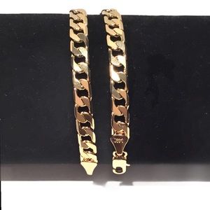 14K Gold Plated Cuban Link Chain Bracelet